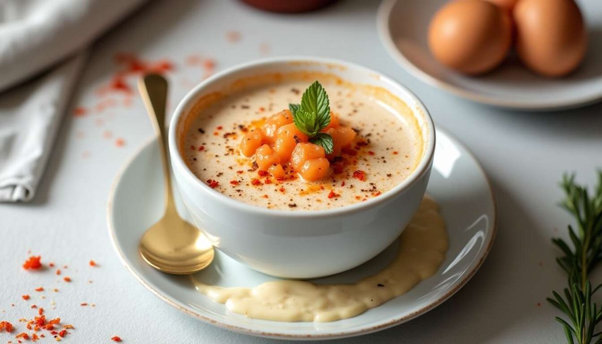 Le raffinement du cappuccino de bisque de langoustines à votre table