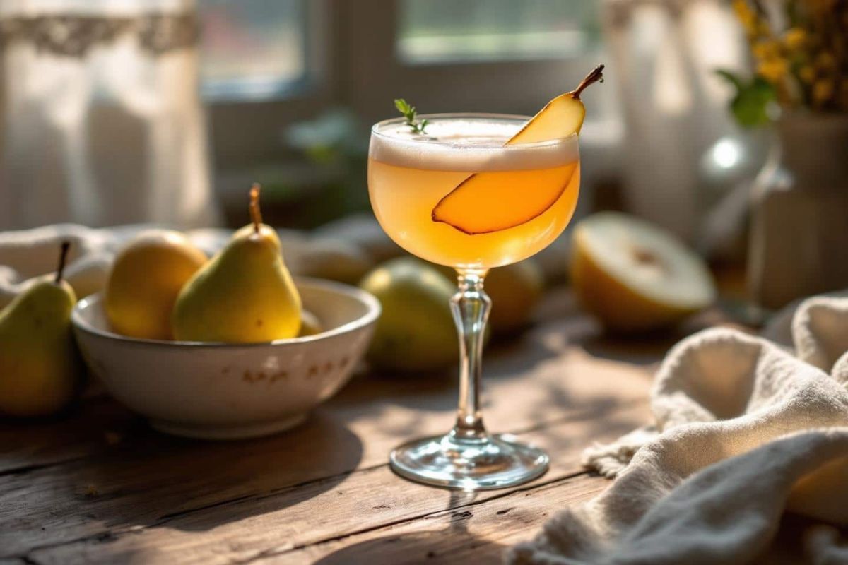 cocktail audacieux : vermouth blanc et poires rôties