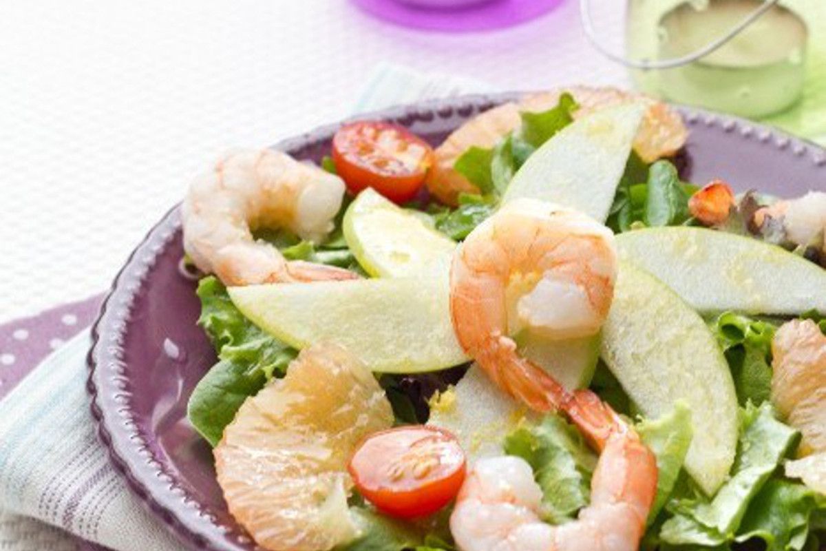 Salade californienne aux crevettes et vinaigre de mangue