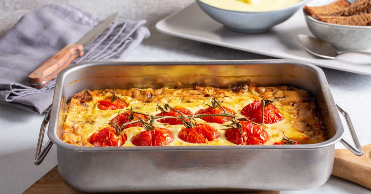La recette audacieuse de Laurent Mariotte : clafoutis salé tomates-mozza