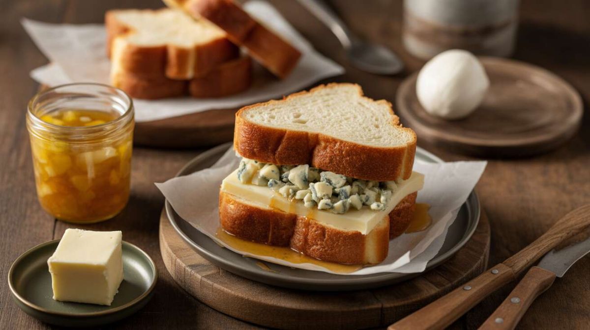 Redécouvrez le croque-monsieur avec brioché, bleu et confit d’oignons
