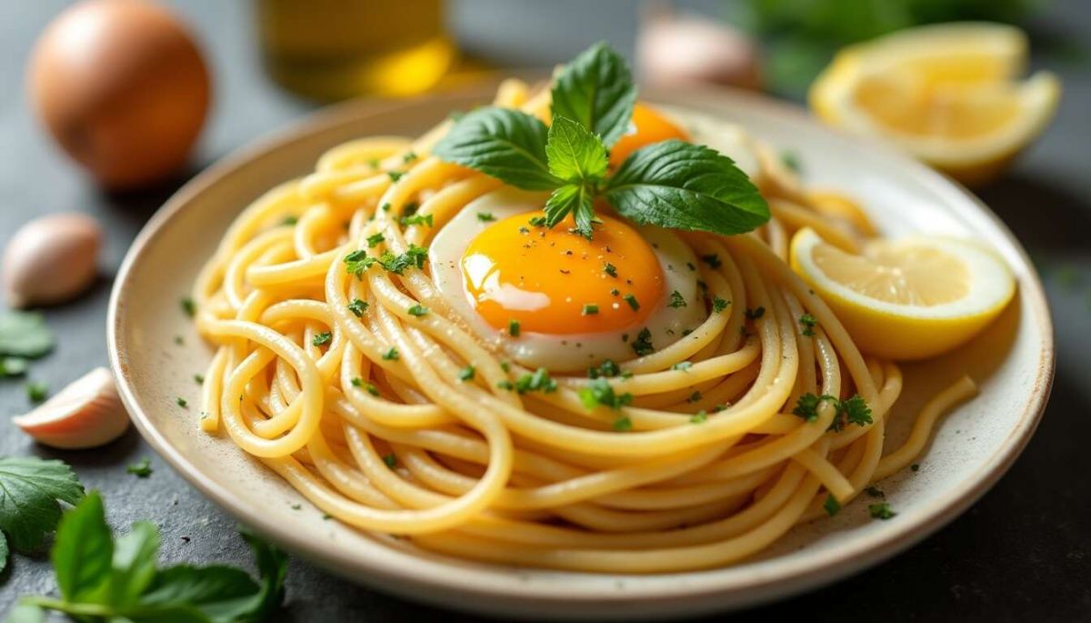 Spaghetti à l'ail, citron et persil : une évasion méditerranéenne