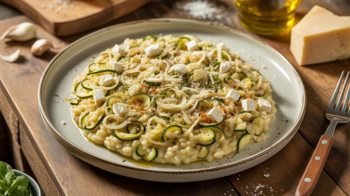 Un risotto léger aux courgettes et feta qui va éveiller vos papilles
