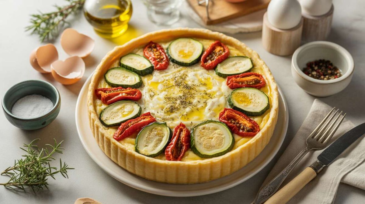 Recette de quiche au camembert et légumes du soleil